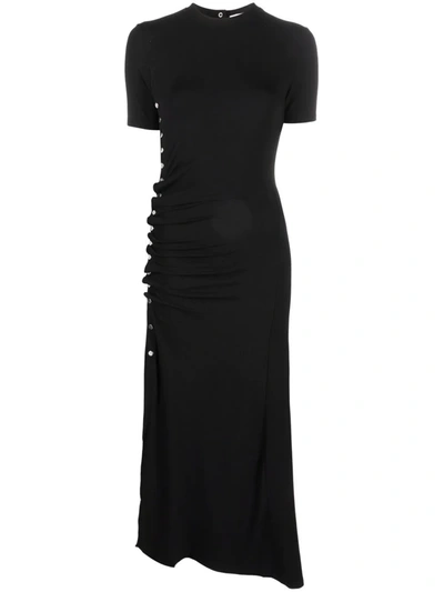 Shop Paco Rabanne Side-buttons Midi Dress In Black