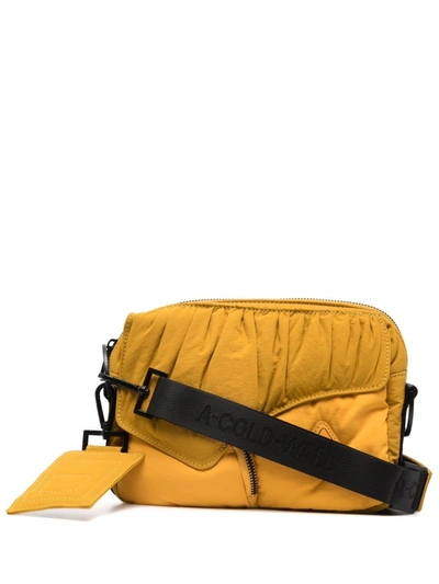 Shop A-cold-wall* Ruched-panel Messenger Bag In Yellow