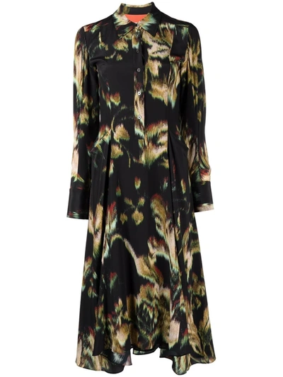 Shop Paul Smith Abstract Print Silk Dress In Black