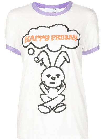 Shop Natasha Zinko Happy Friday Graphic-print T-shirt In White