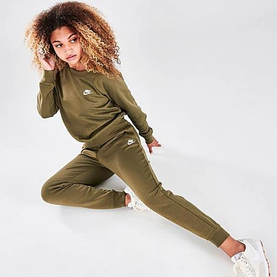 Shop Nike Women's Sportswear Essential Jogger Pants In Medium Olive/white