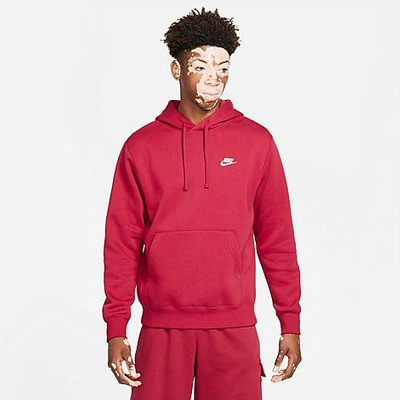 Shop Nike Sportswear Club Fleece Embroidered Hoodie Size Medium In Pomegranate/pomegranate/white