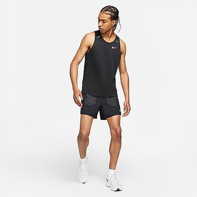 Shop Nike Men's Dri-fit Flex Stride Run Division Brief-lined 5 Running Shorts In Black/reflective Silver