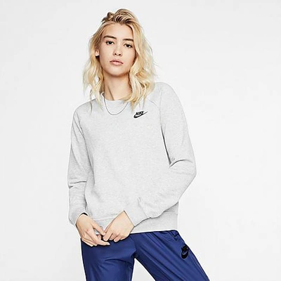 Shop Nike Women's Sportswear Essential Fleece Crewneck Sweatshirt In Birch Heather/black