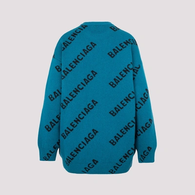 Shop Balenciaga All Over Wool Sweater In Blue