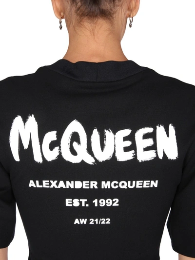 Shop Alexander Mcqueen Dress With Logo Print In Black