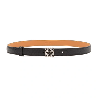 Shop Loewe Anagram Belt In Grained Calfskin In Black