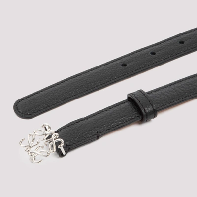 Shop Loewe Anagram Belt In Grained Calfskin In Black