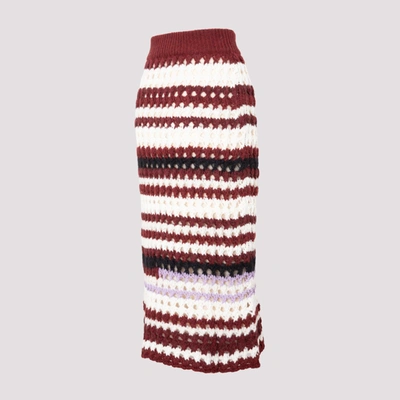 Shop Marni Wool Blend Striped Skirt In Red