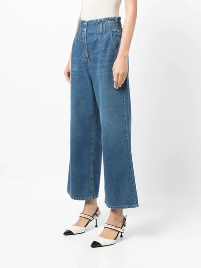 Shop Msgm High-rise Wide-leg Jeans In White