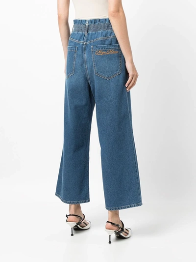 Shop Msgm High-rise Wide-leg Jeans In White