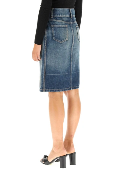 Shop Saint Laurent Denim Skirt In Blue