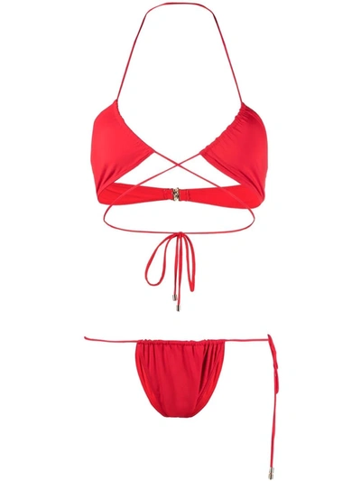 Shop Manokhi Wrap-around Halterneck Bikini In Rot