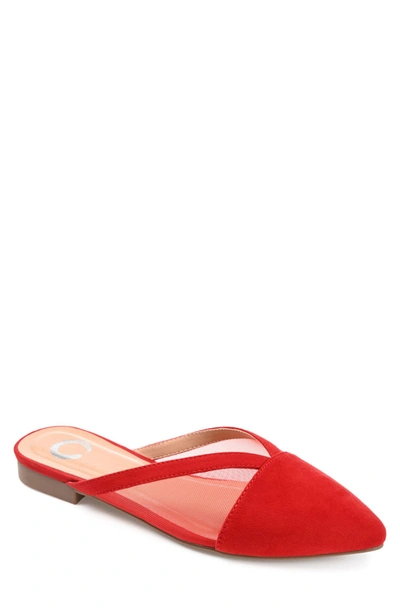Journee Collection Women's Reeo Mesh Pointed Toe Slip On Mules In Red
