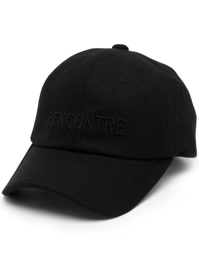 Shop Juunj Rencontre Embroidered Baseball Cap In 黑色