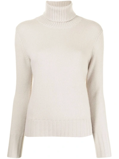 Shop N.peal Chunky Roll-neck Organic Cashmere Jumper In 灰色