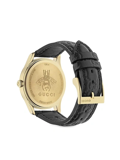 Shop Gucci Men's G-timeless Goldtone Stainless Steel Leather Strap Watch In Black
