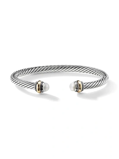 Shop David Yurman Women's Cable Classic Bracelet With Pearl And 14k Yellow Gold/5mm