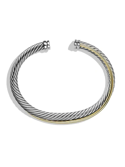 Shop David Yurman Women's Crossover Cuff Bracelet With 18k Yellow Gold/5mm In Silver Gold