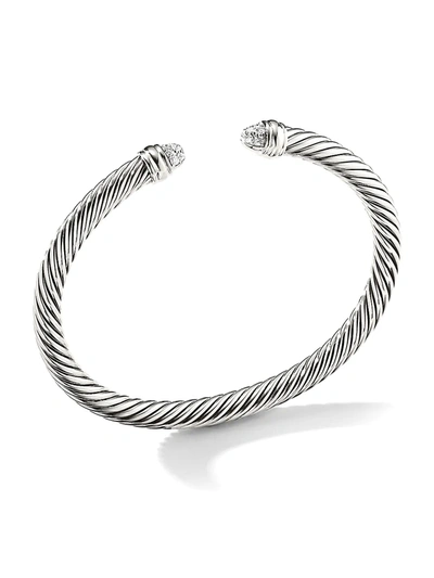 Shop David Yurman Women's Cable Classics Bracelet With Diamonds In Diamond Pave
