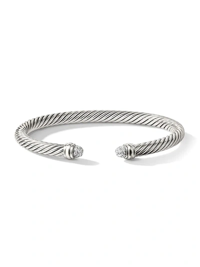 Shop David Yurman Women's Cable Classics Bracelet With Diamonds In Diamond Pave