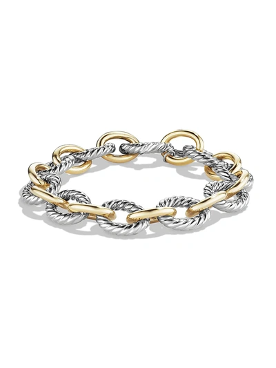 Shop David Yurman Women's Large Oval Link Bracelet With 18k Yellow Gold In Silver Gold