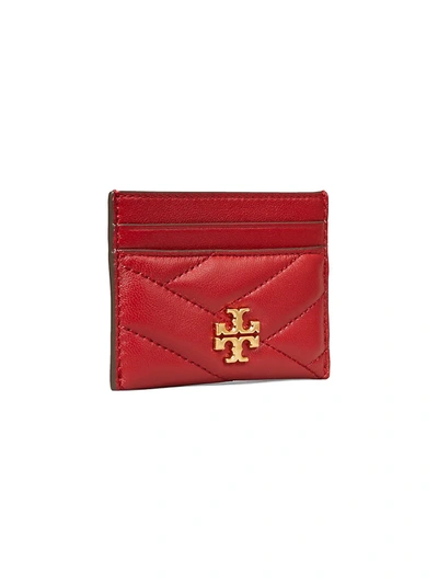 Shop Tory Burch Kira Chevron Leather Card Case In Rainwater