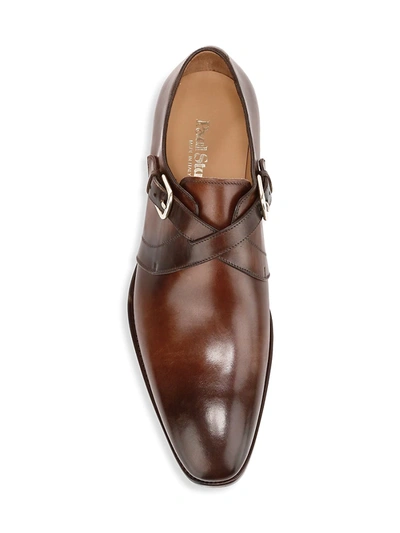 Shop Paul Stuart Men's Galante Crisscross Double Monk Strap Leather Shoes In Brown