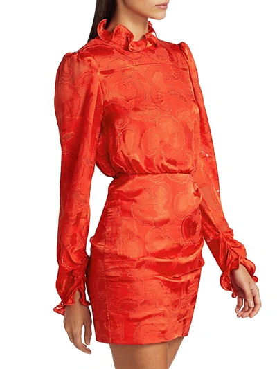 Shop Saloni Rina B Tonal Print Dress In Red
