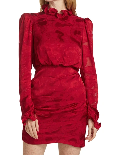 Shop Saloni Rina B Tonal Print Dress In Red
