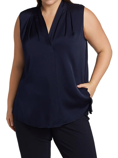 Shop Kobi Halperin Mila Plus Size Sleeveless Blouse In Midnight Blue