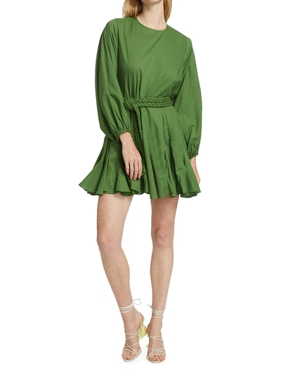 Shop Rhode Women's Ella Braided Belt Fit-&-flare Minidress In Grass Green