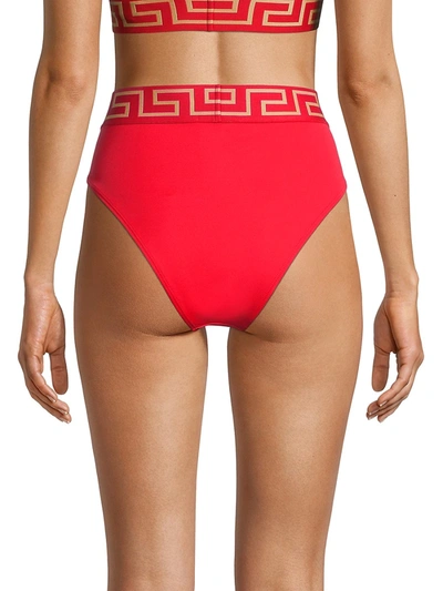 Shop Versace Women's High-waist Bikini Bottom In Turquoise