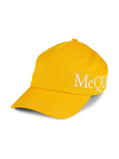 Shop Alexander Mcqueen Oversized Logo Hat In Lemon Ivory