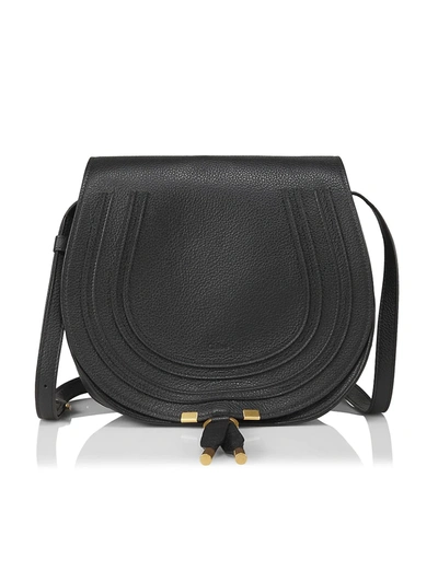 Shop Chloé Women's Medium Marcie Leather Saddle Bag In Black