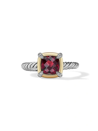 Shop David Yurman Women's Petite Châtelaine Ring With Gemstones, 18k Gold Bezel & Pavé Diamonds In Black Onyx