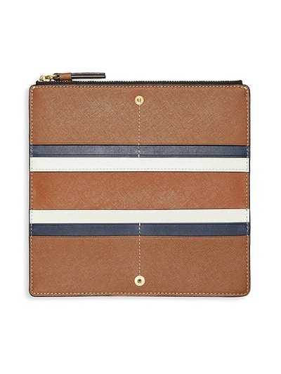 Shop Tory Burch Walker Zip Slim Wallet In Dark Rhubarb