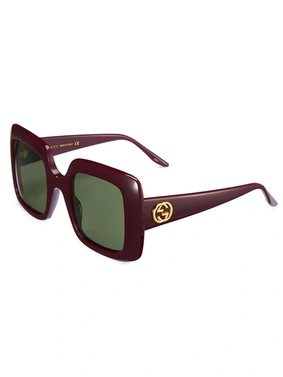 Gucci 52mm Rectangular Squared Sunglasses In Red
