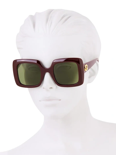 Gucci 52mm Rectangular Squared Sunglasses In Red