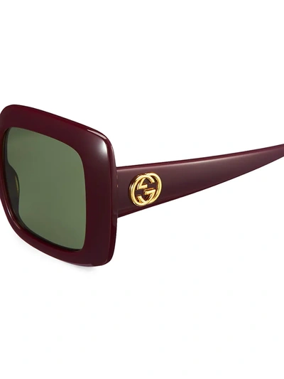 Shop Gucci Women's 52mm Rectangular Squared Sunglasses In Red