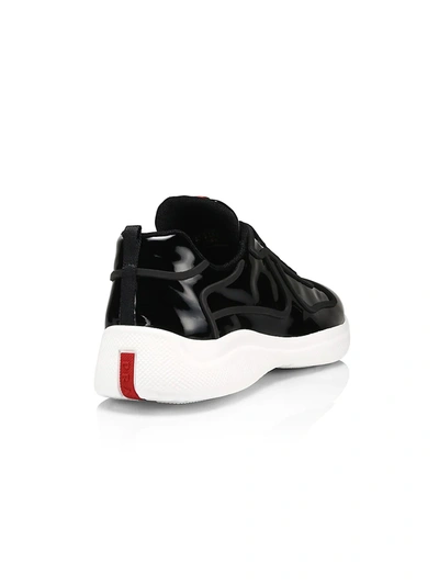 Shop Prada America's Cup Patent Leather Sneakers In Black