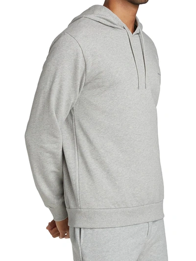 Shop Apc Men's Cotton Logo Hoodie In Heathe Red Light Grey