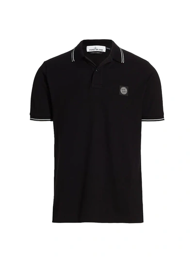 Shop Stone Island Classic Polo Shirt In Black