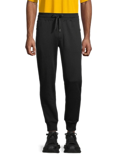 Shop Dolce & Gabbana Men's Logo Plaque Sweatpants In Black