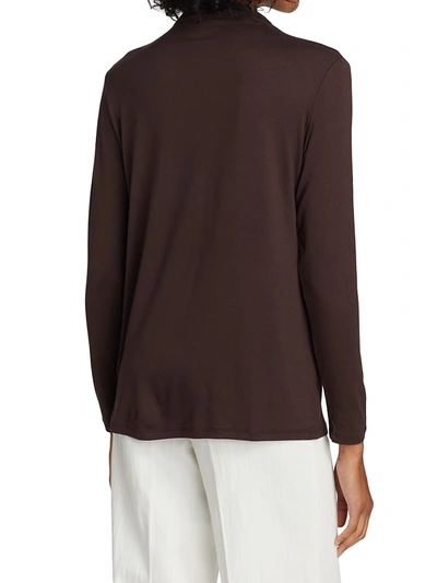 Shop Majestic Soft Touch Mockneck Top In Coffee