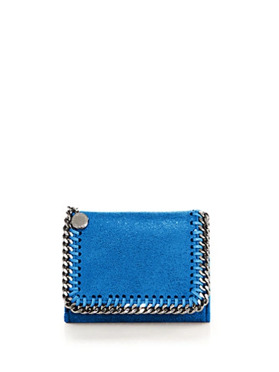 Stella Mccartney Falabella Faux-suede Trifold Wallet In Bright Blue