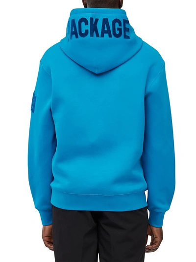 Shop Mackage Krys Logo Hoodie Sweatshirt In Aqua