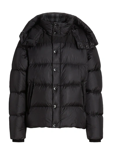 Shop Burberry Men's Detachable Sleeve Hooded Puffer Jacket In Black