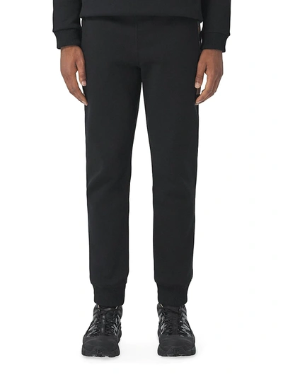Shop Burberry Men's Stephan Checked Joggers In Black