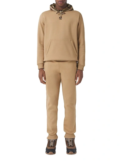 Shop Burberry Men's Stephan Checked Joggers In Camel